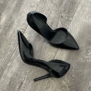 MICHAEL KORS Claire Patent Leather d’Orsay Black Pump with Open Side